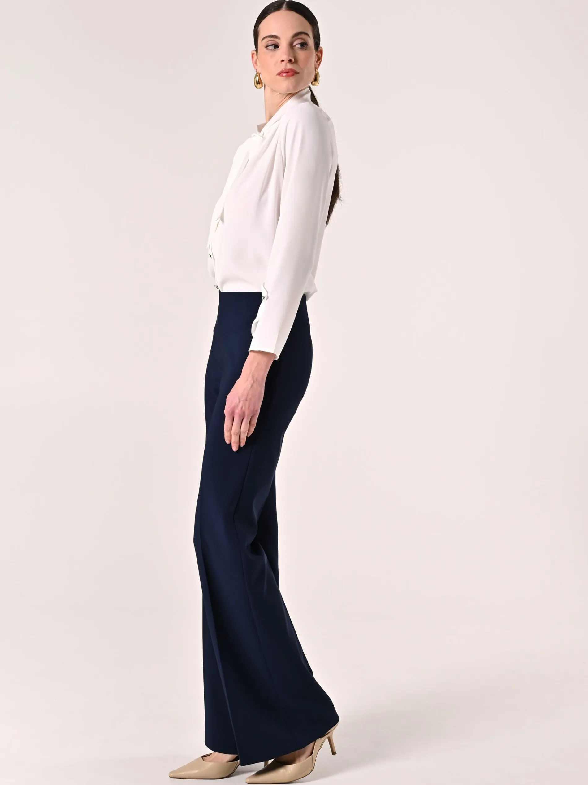 PANTALONI PALAZZO IN TESSUTO TECNICO BLU