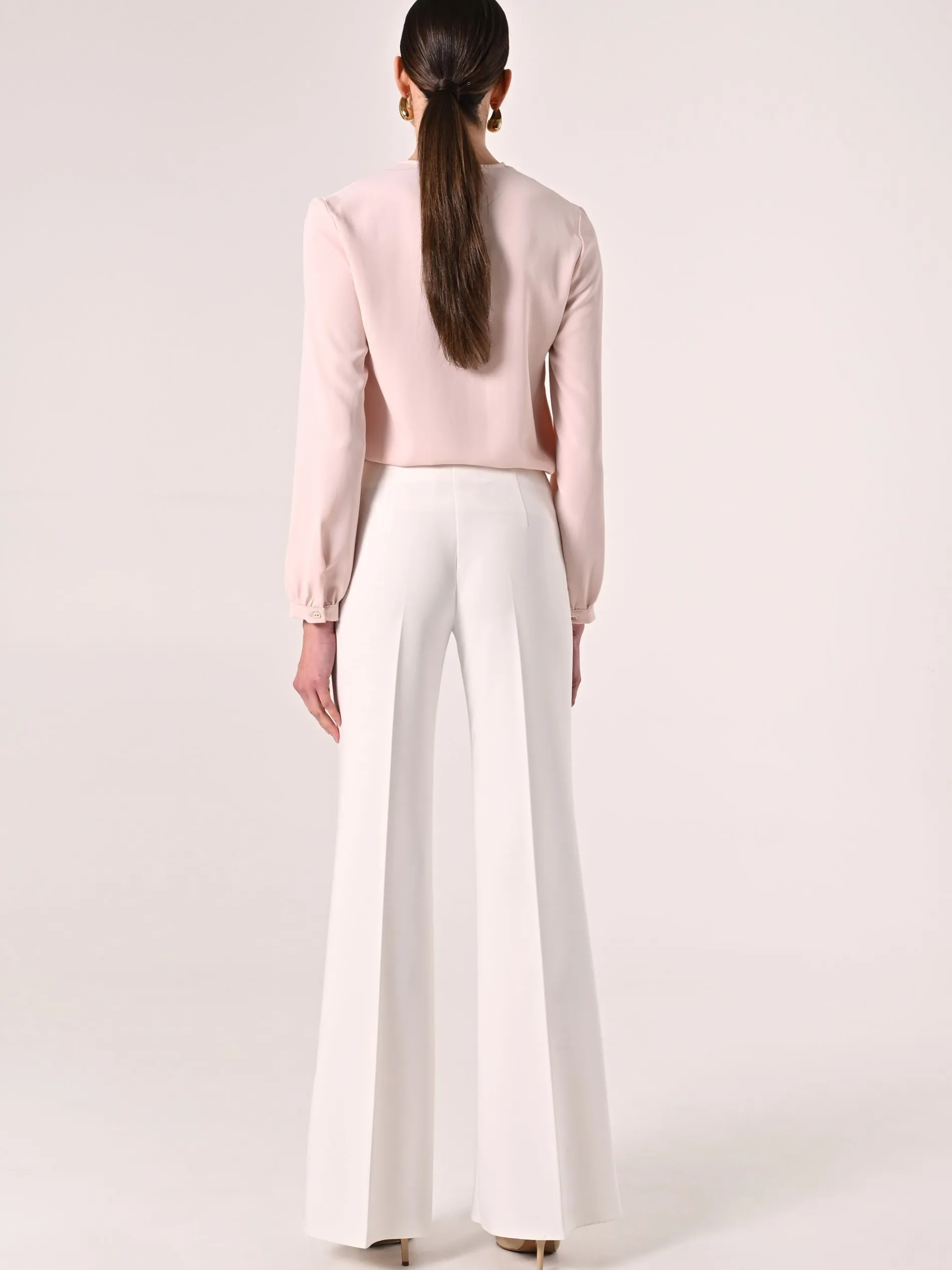 PANTALONI PALAZZO IN TESSUTO TECNICO BIANCO