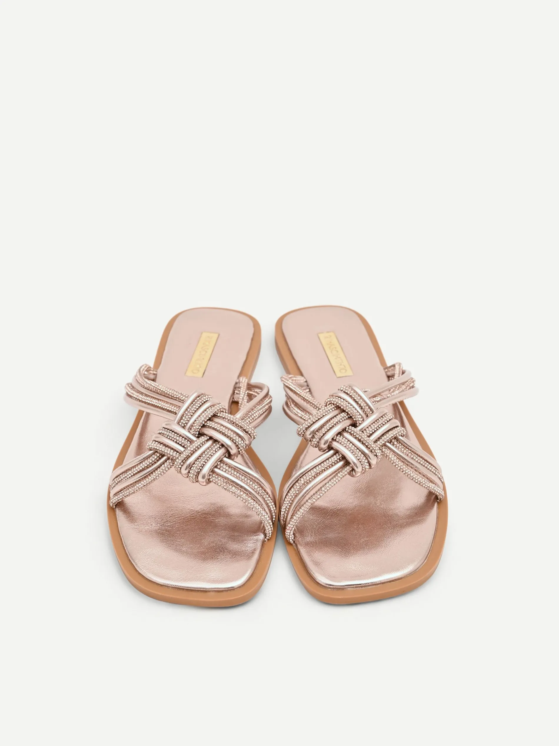 SANDALI BASSI ROSA CON STRASS