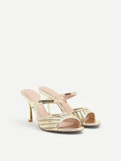 SANDALO SABOT ORO CON FASCIA DI STRASS