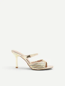 SANDALO SABOT ORO CON FASCIA DI STRASS