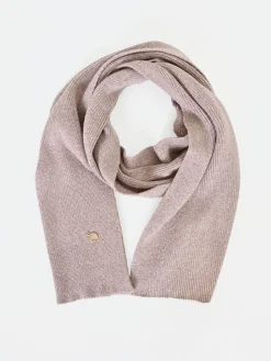 SCIARPA IN MAGLIA A COSTINE TORTORA BEIGE CON PUNTI LUCE