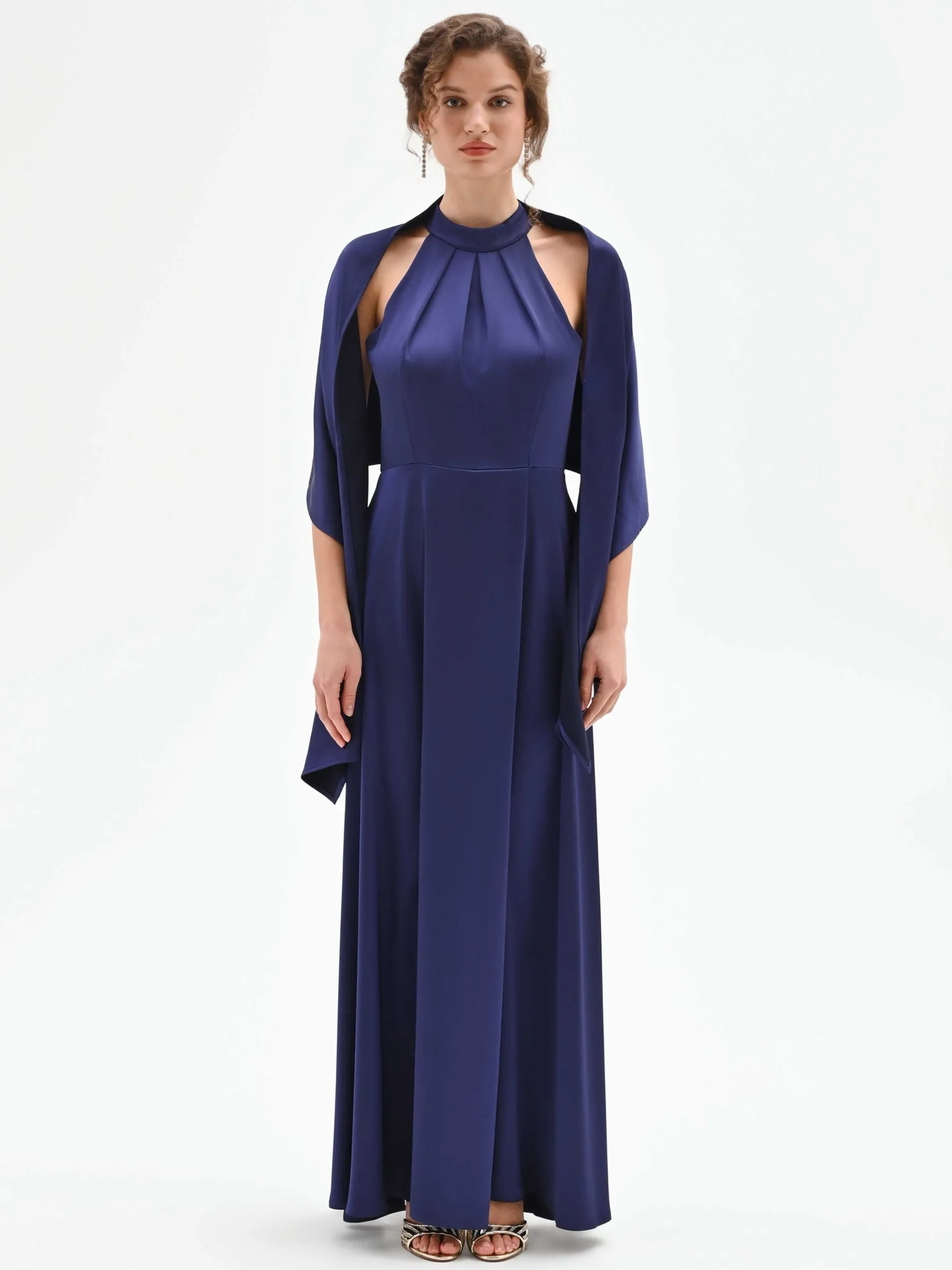 STOLA ATELIER IN RASO BLU INDACO