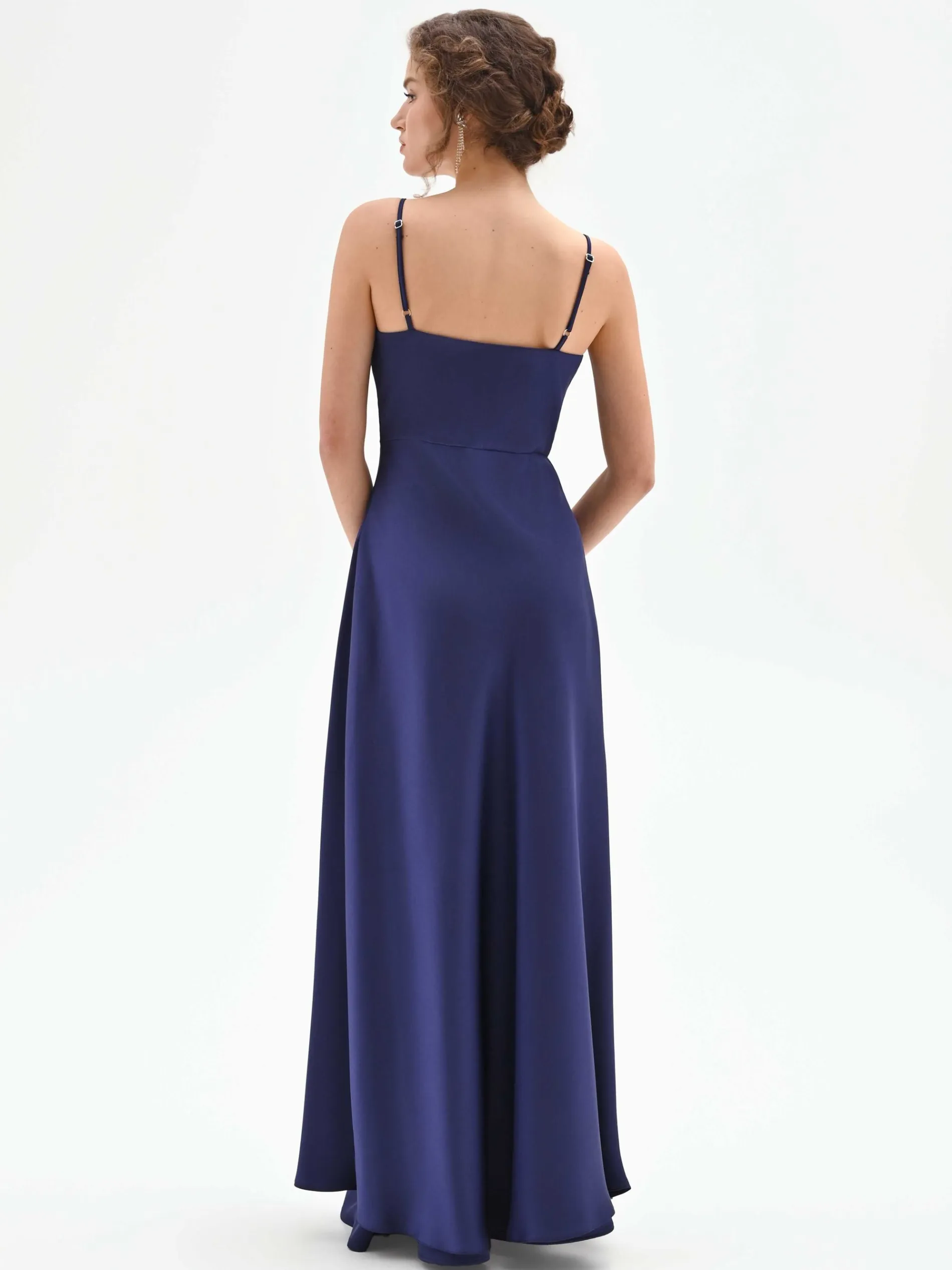 TOP ATELIER LUNGO IN RASO BLU INDACO