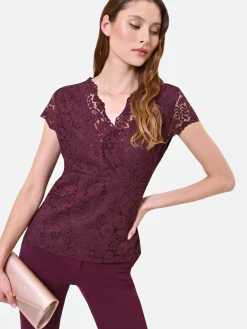 TOP BORDEAUX IN PIZZO CON SCOLLO INCROCIATO