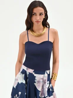 TOP BUSTIER BLU CON SCOLLO A CUORE