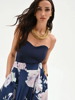 TOP BUSTIER BLU CON SCOLLO A CUORE