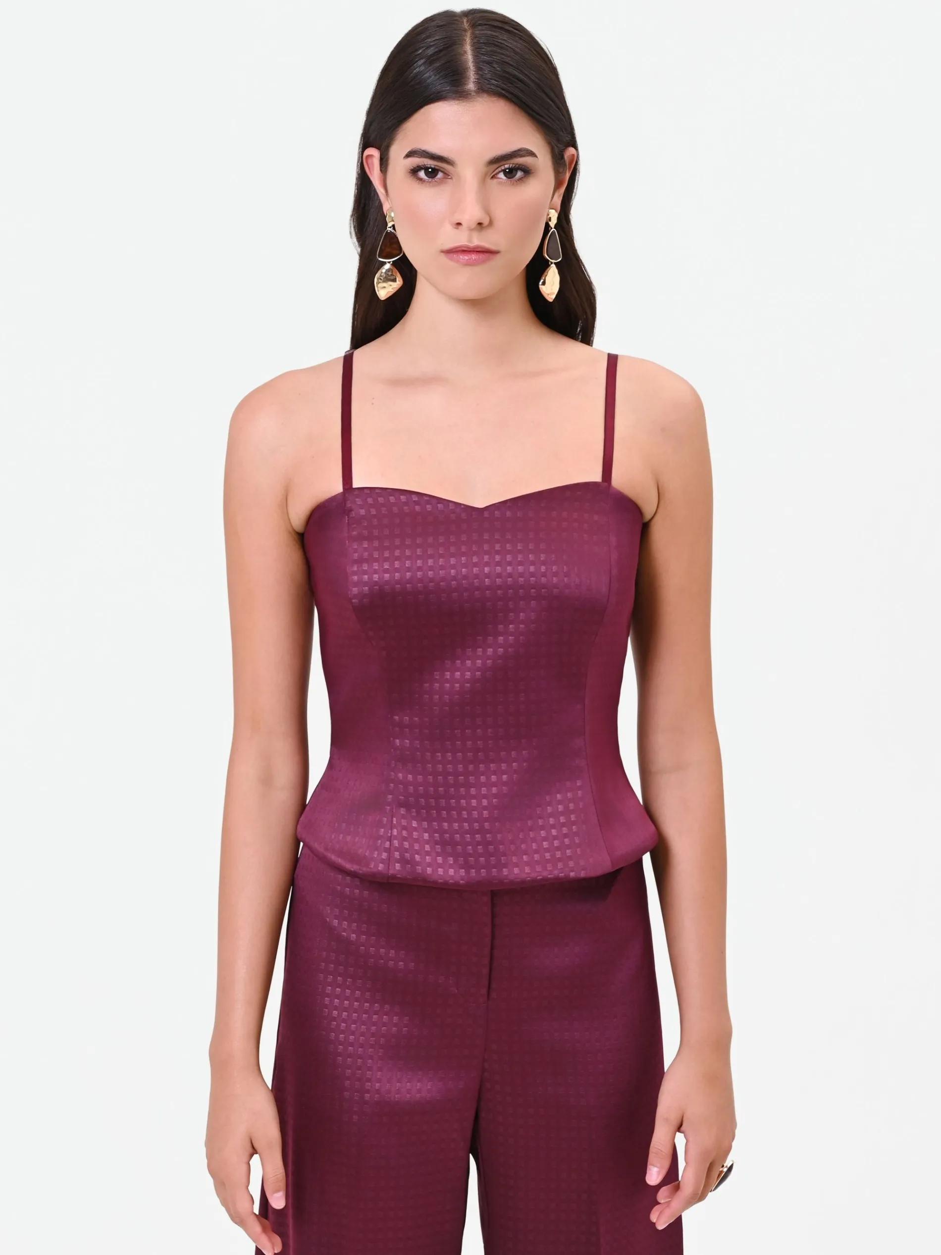 TOP BUSTIER BORDEAUX ROSSO IN RASO