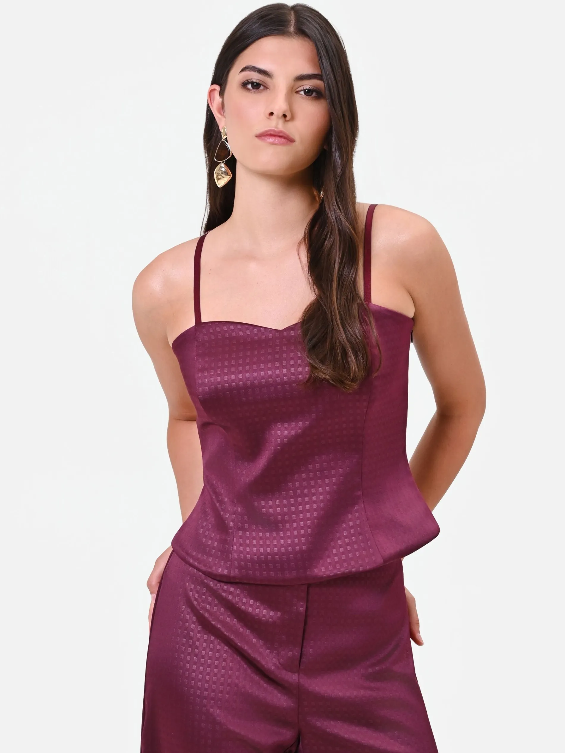 TOP BUSTIER BORDEAUX ROSSO IN RASO