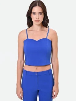 TOP BUSTIER CROP BLU CINA