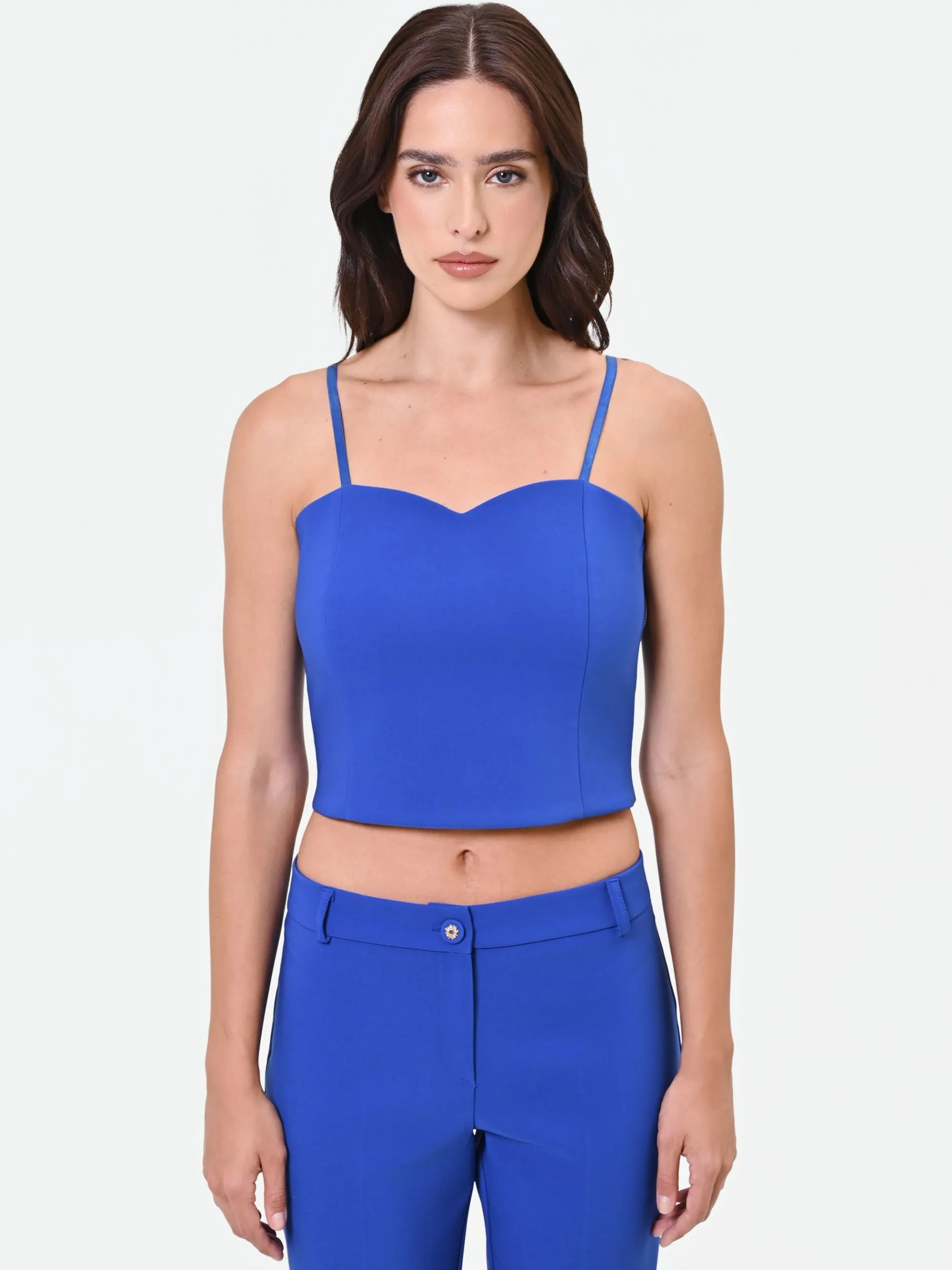 TOP BUSTIER CROP BLU CINA