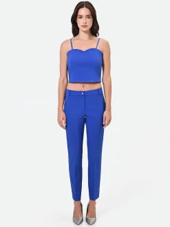TOP BUSTIER CROP BLU CINA