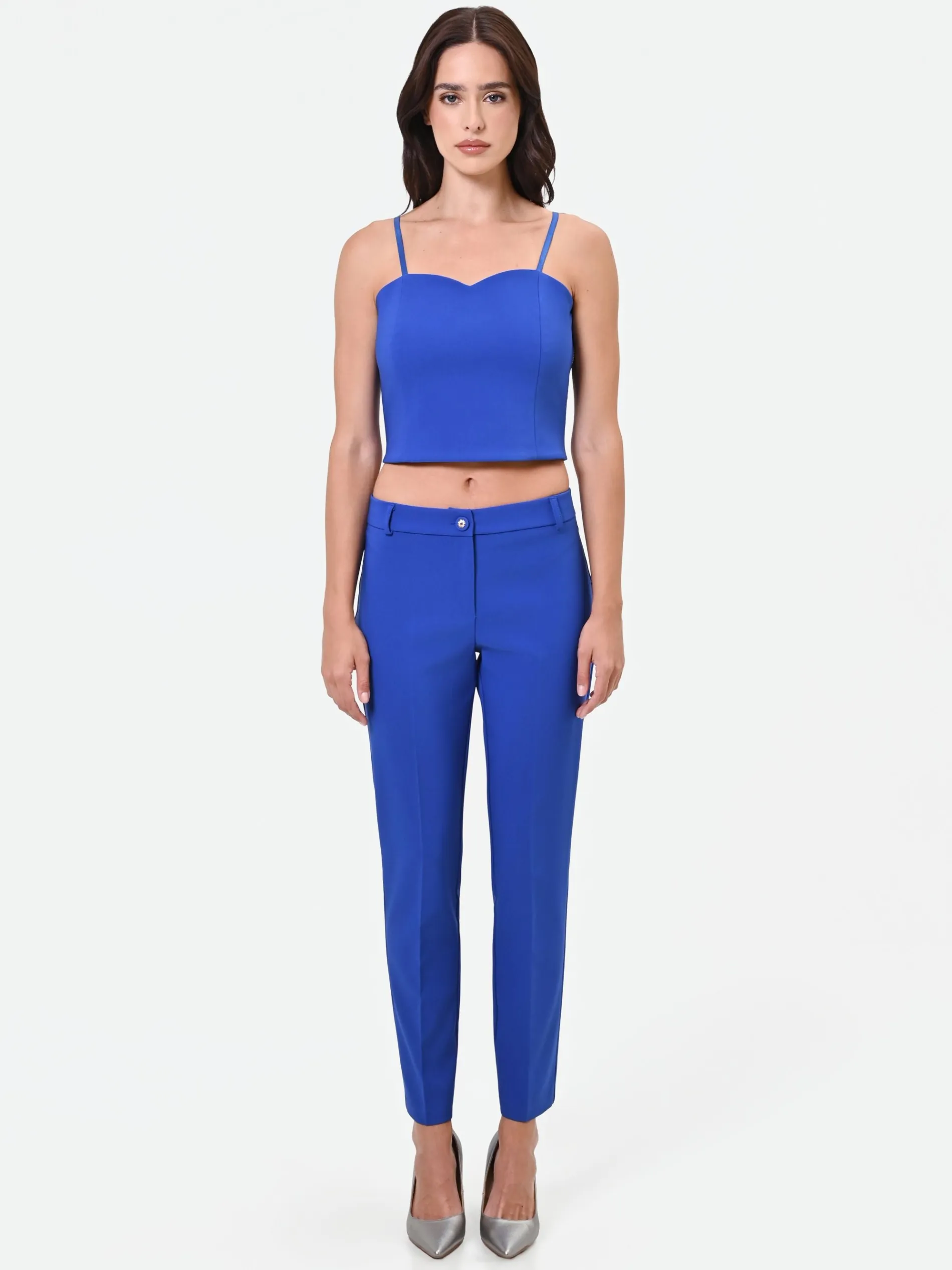 TOP BUSTIER CROP BLU CINA
