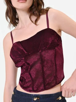 TOP CORSETTO BORDEAUX IN VELLUTO