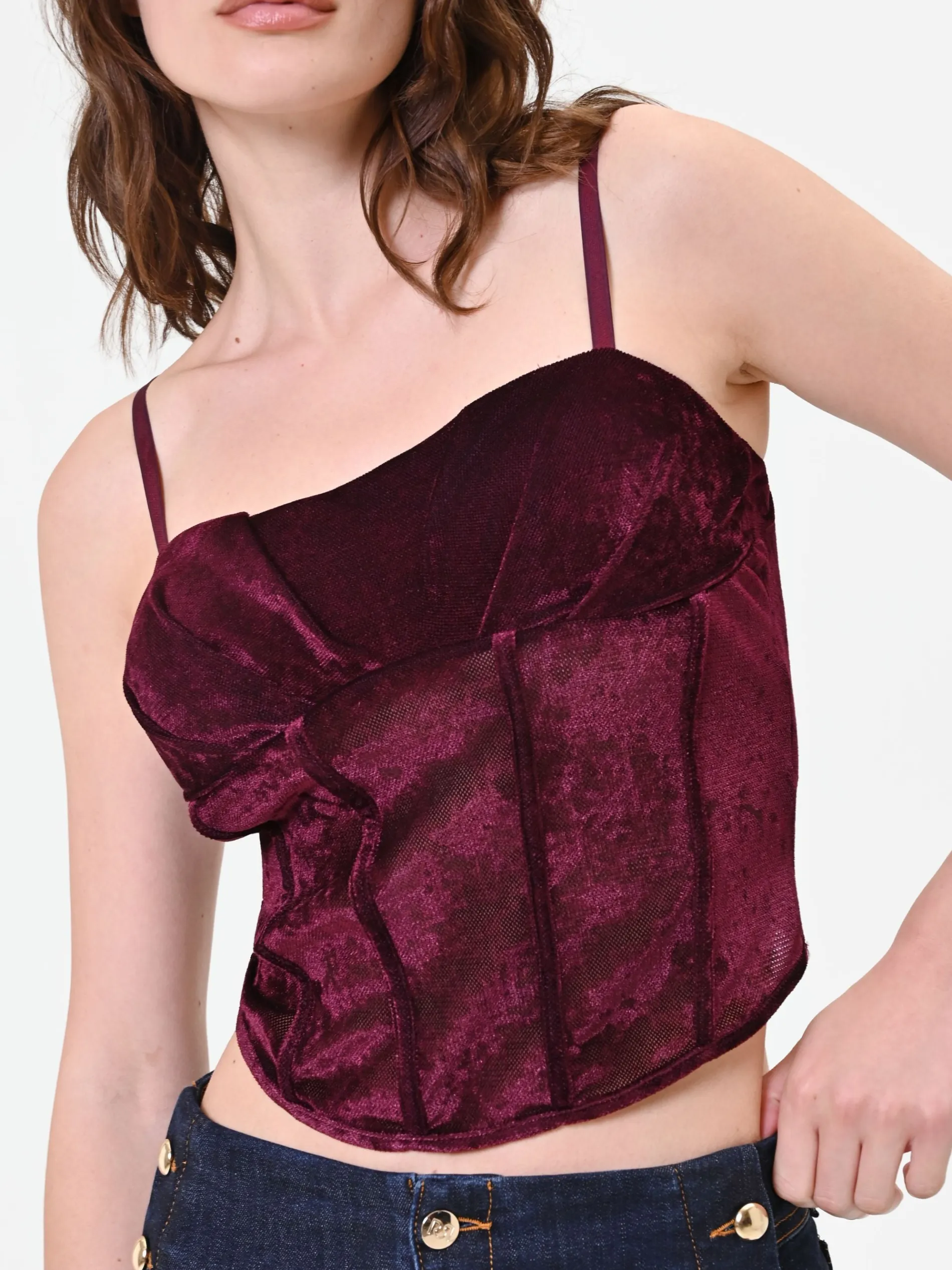 TOP CORSETTO BORDEAUX IN VELLUTO