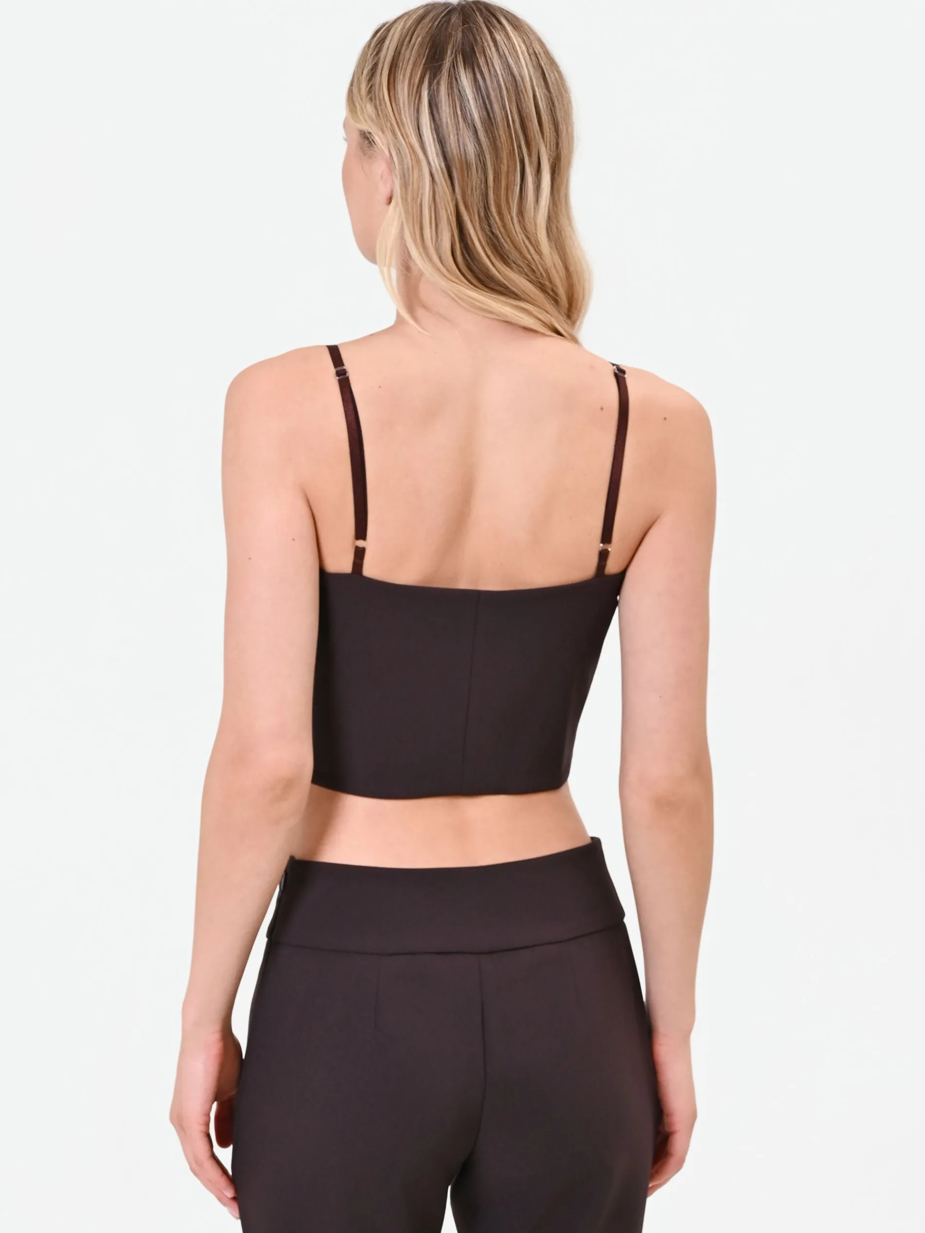 TOP CORTO MORO MARRONE CON SCOLLO A CUORE