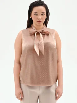 TOP CURVY MARRONE BRONZO CON COLLO LAVALLIERE
