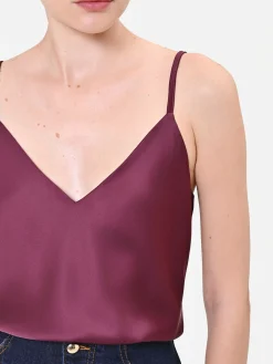 TOP LINGERIE IN RASO BORDEAUX ROSSO