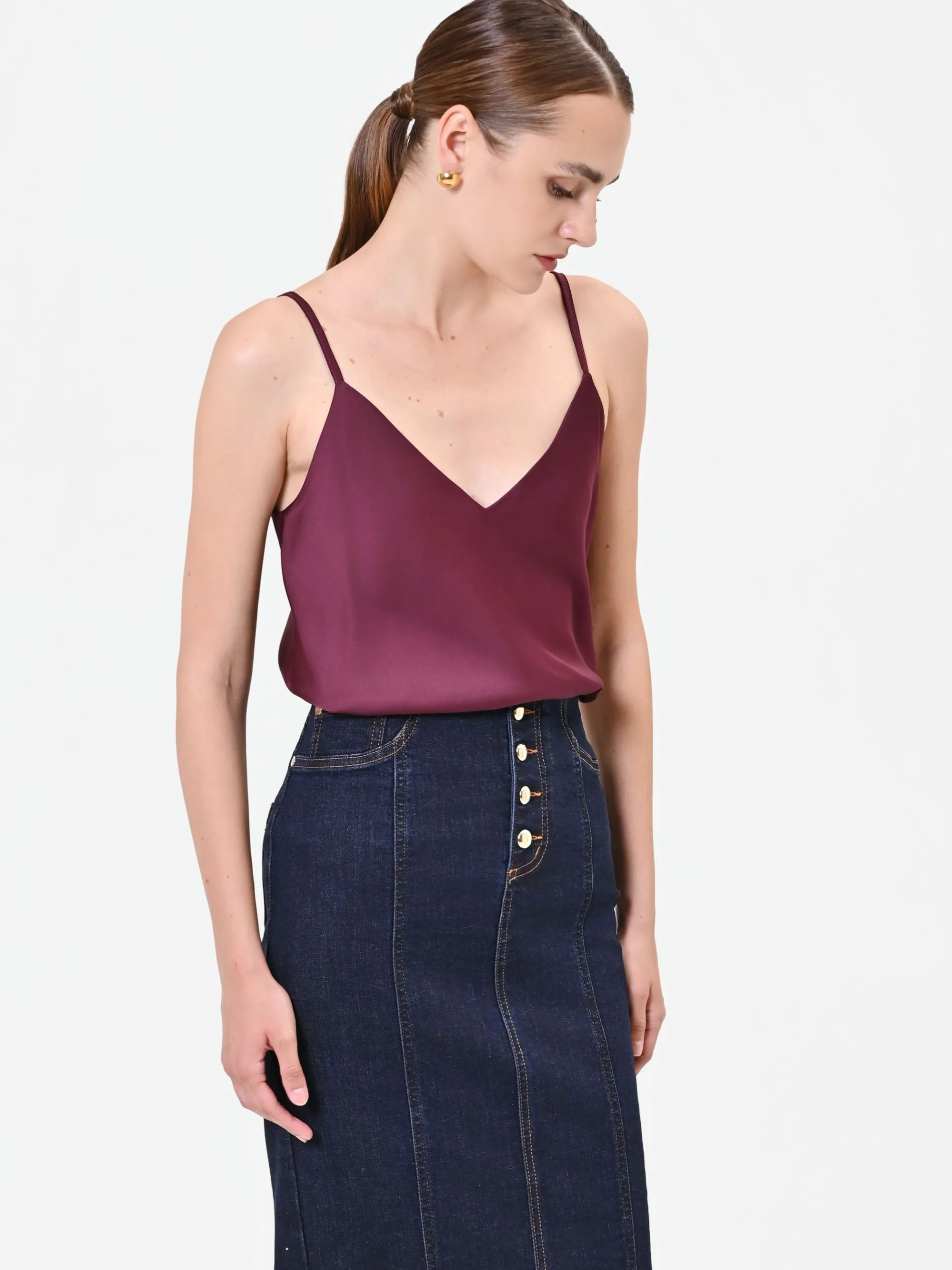TOP LINGERIE IN RASO BORDEAUX ROSSO