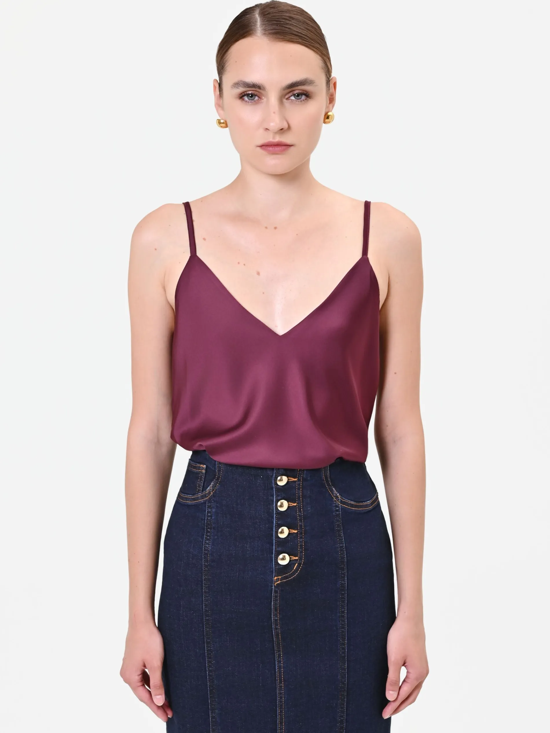 TOP LINGERIE IN RASO BORDEAUX ROSSO