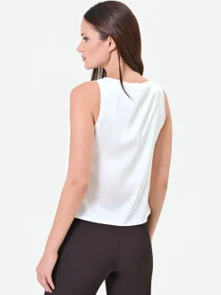 TOP PANNA IN RASO CON PIZZO