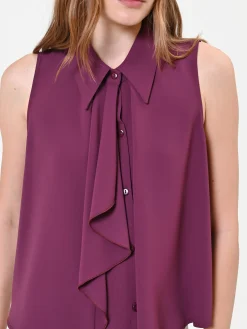 TOP SMANICATO BORDEAUX CON ROUCHE VERTICALE