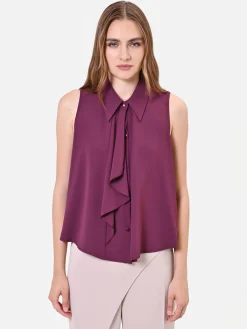 TOP SMANICATO BORDEAUX CON ROUCHE VERTICALE