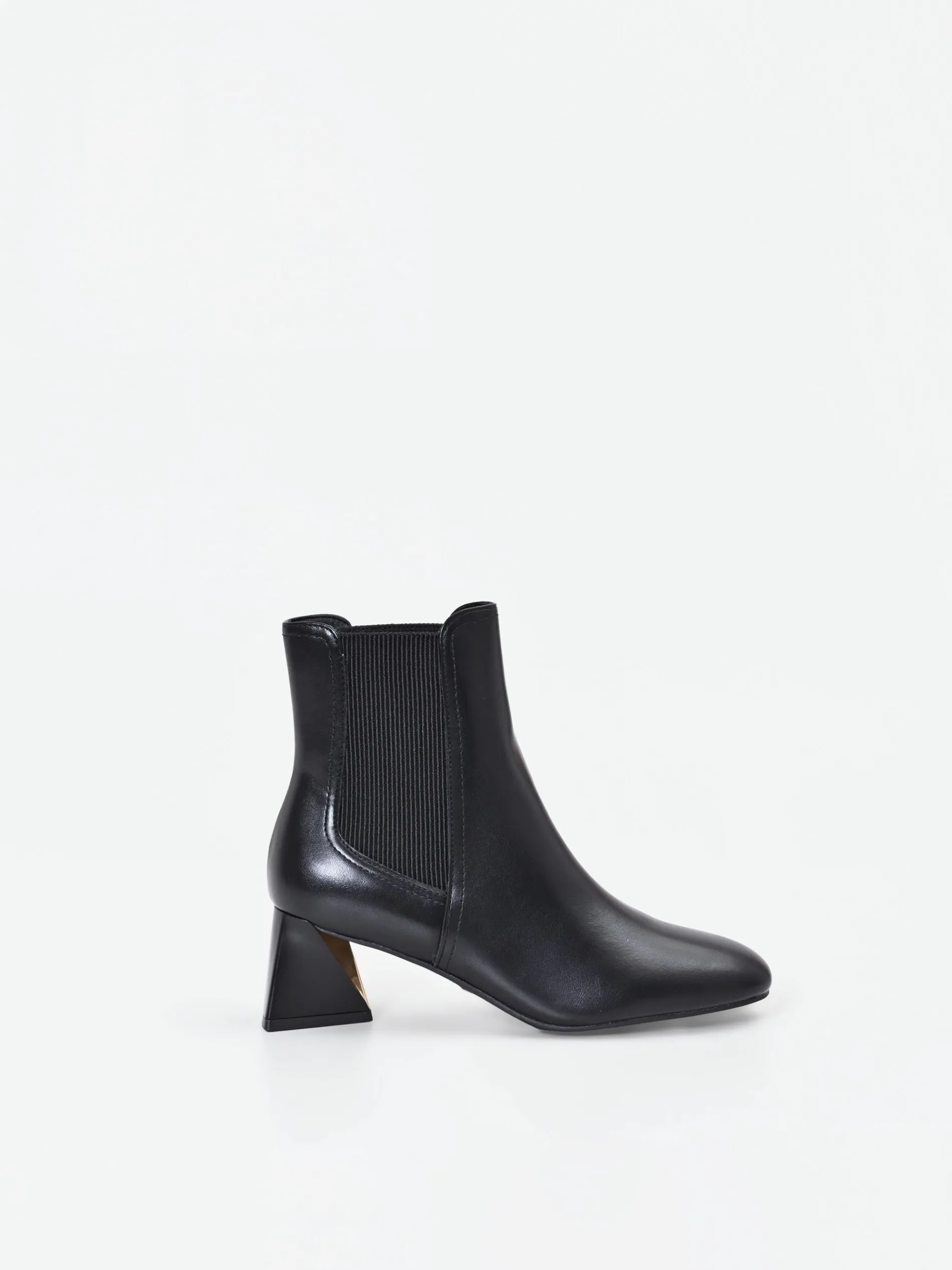 TRONCHETTO NERO CON TACCO SCULTOREO