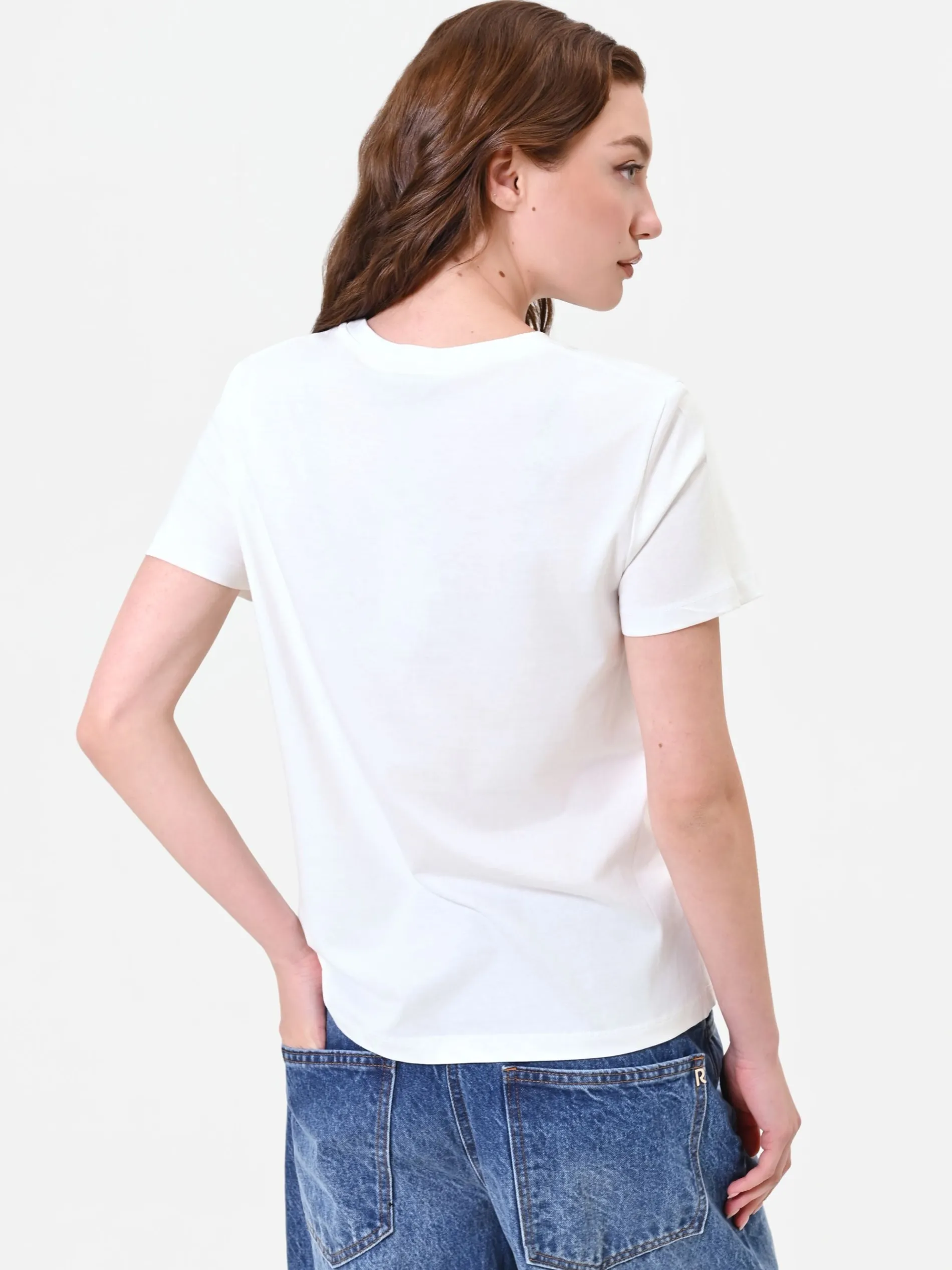 T-SHIRT PANNA CON STAMPA GRAFICA LAMINATA