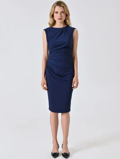 TUBINO BLU NAVY IN PUNTO MILANO CON DRAPPEGGIO