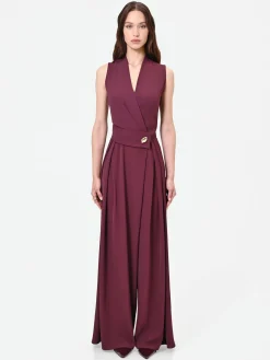 TUTA BORDEAUX FLUIDA CON BOTTONE DESIGN