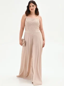 TUTA CURVY TORTORA BEIGE CON CORPETTO IN PIZZO