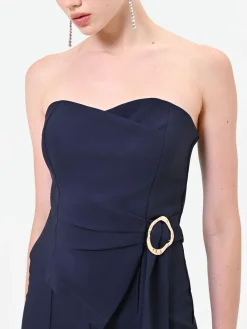 TUTA INTERA BLU NAVY CON BUSTINO E DRAPPEGGIO