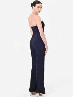 TUTA INTERA BLU NAVY CON BUSTINO E DRAPPEGGIO