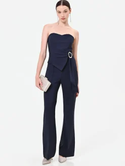 TUTA INTERA BLU NAVY CON BUSTINO E DRAPPEGGIO