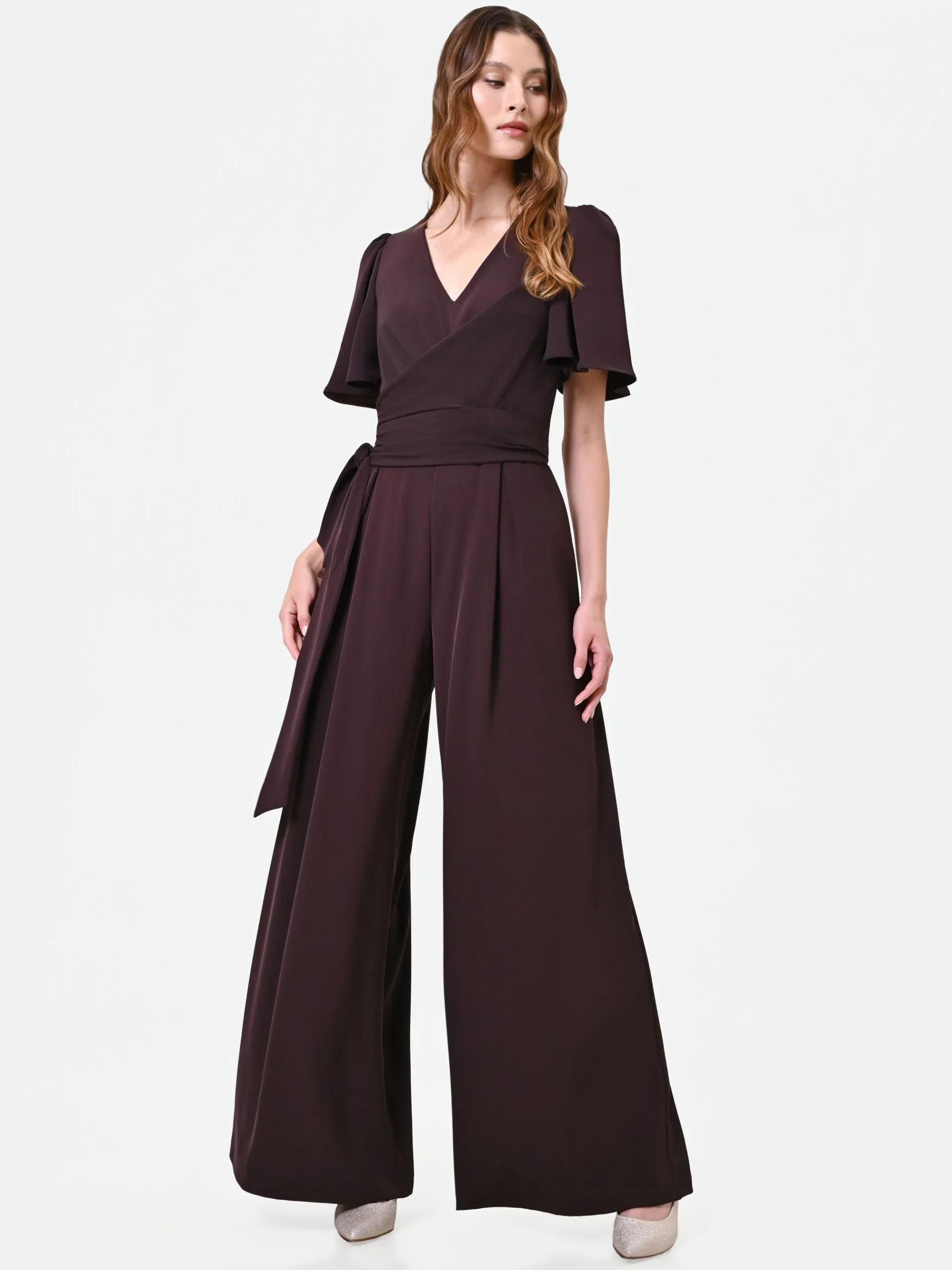 TUTA MARRONE TESTA DI MORO CON PANTALONI PALAZZO