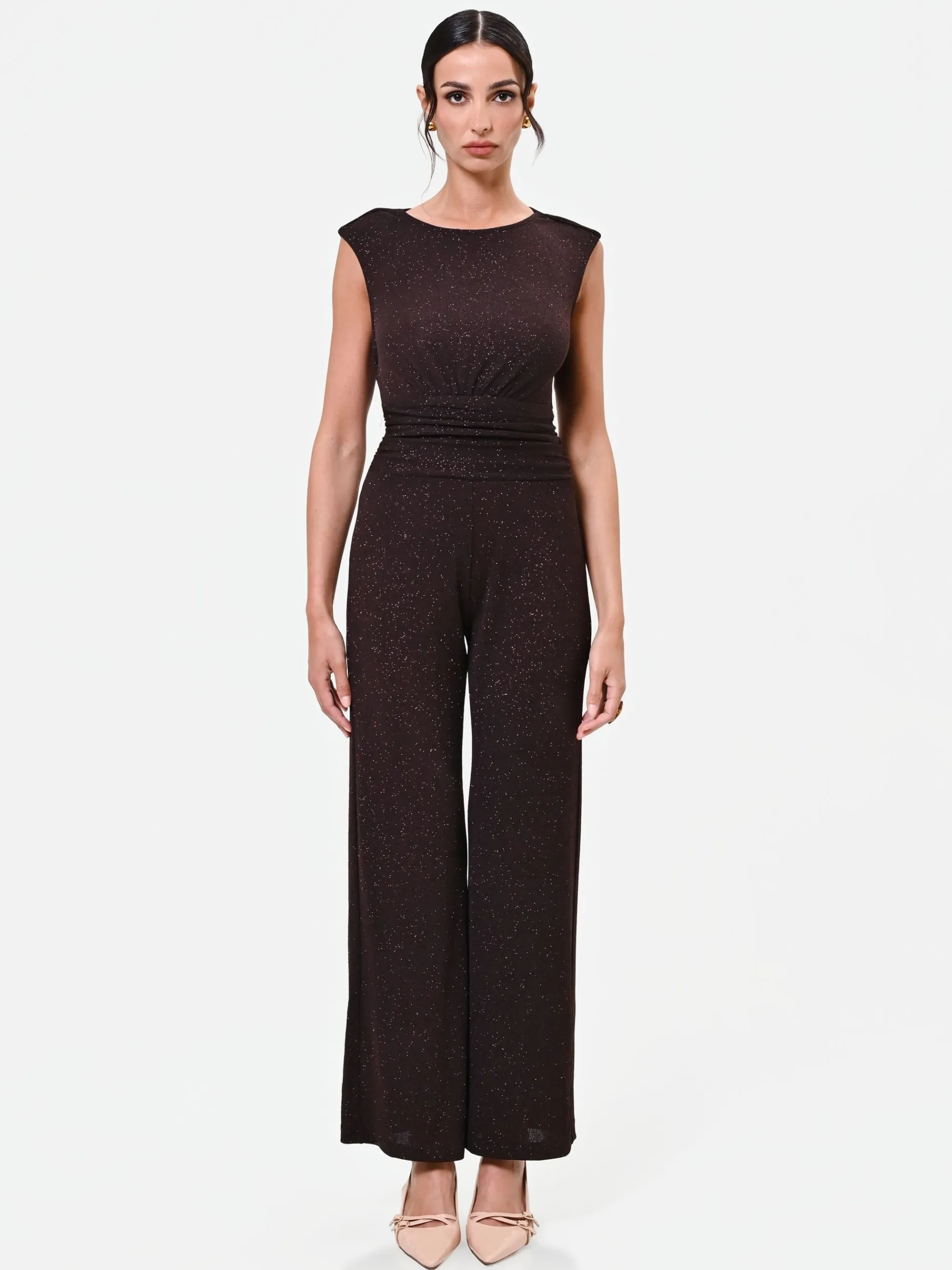 TUTA MORO MARRONE CON PANTALONE A PALAZZO