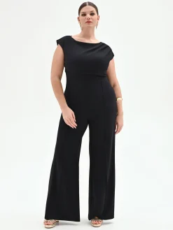 TUTA NERA CURVY CON SCOLLO ASIMMETRICO