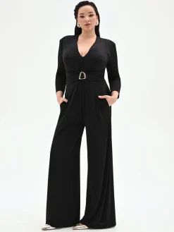 TUTA NERA CURVY PALAZZO IN JERSEY FLUIDO